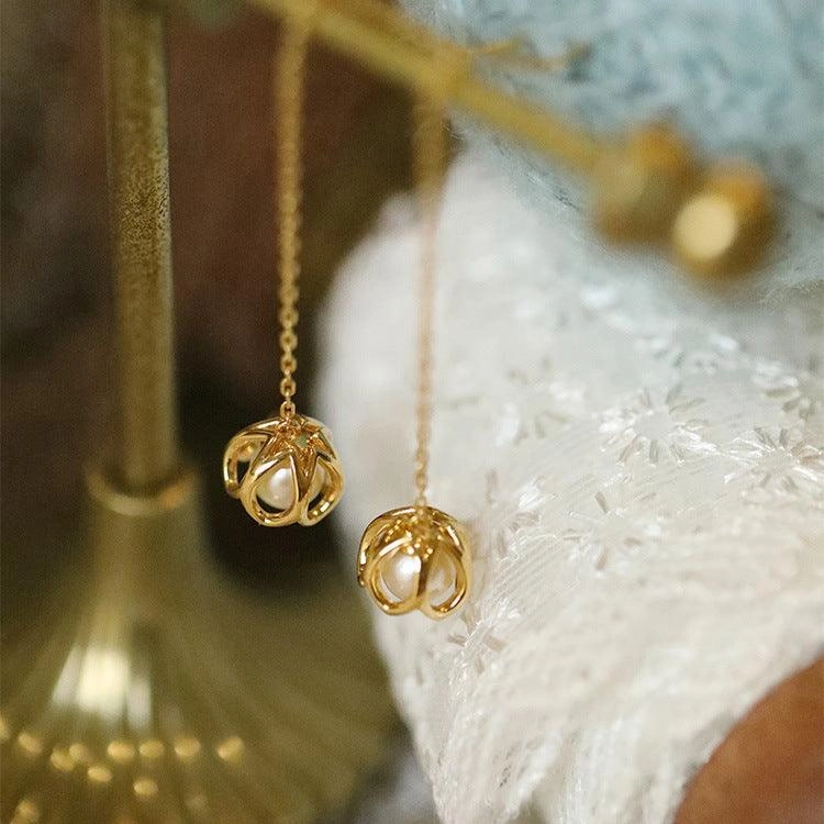 Mid Length Tassel Lily Of The Valley Pearl Earrings