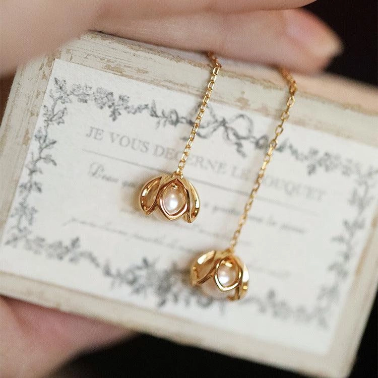Mid Length Tassel Lily Of The Valley Pearl Earrings
