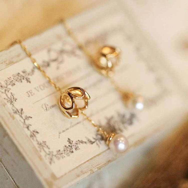 Mid Length Tassel Lily Of The Valley Pearl Earrings