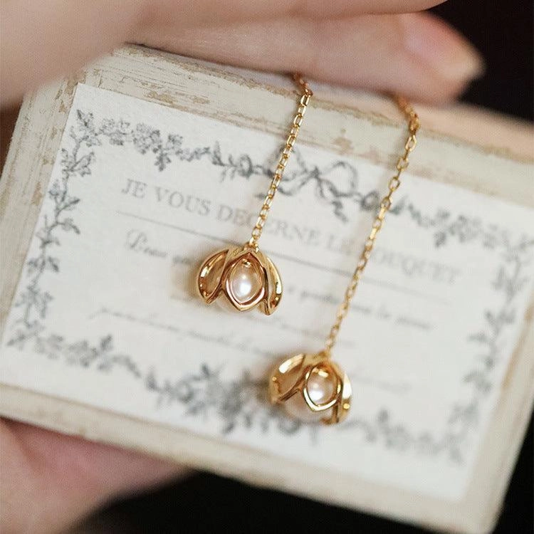 Mid Length Tassel Lily Of The Valley Pearl Earrings