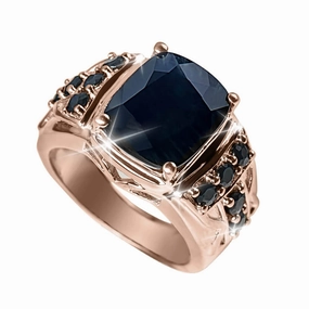 Midnight Sapphire Rose Men's Ring 