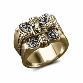 Midnight Skull Gold Fused Ring 