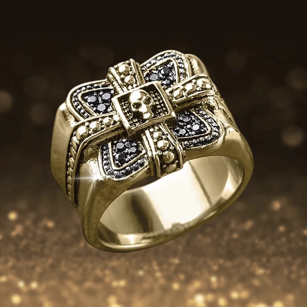 Midnight Skull Gold Fused Ring