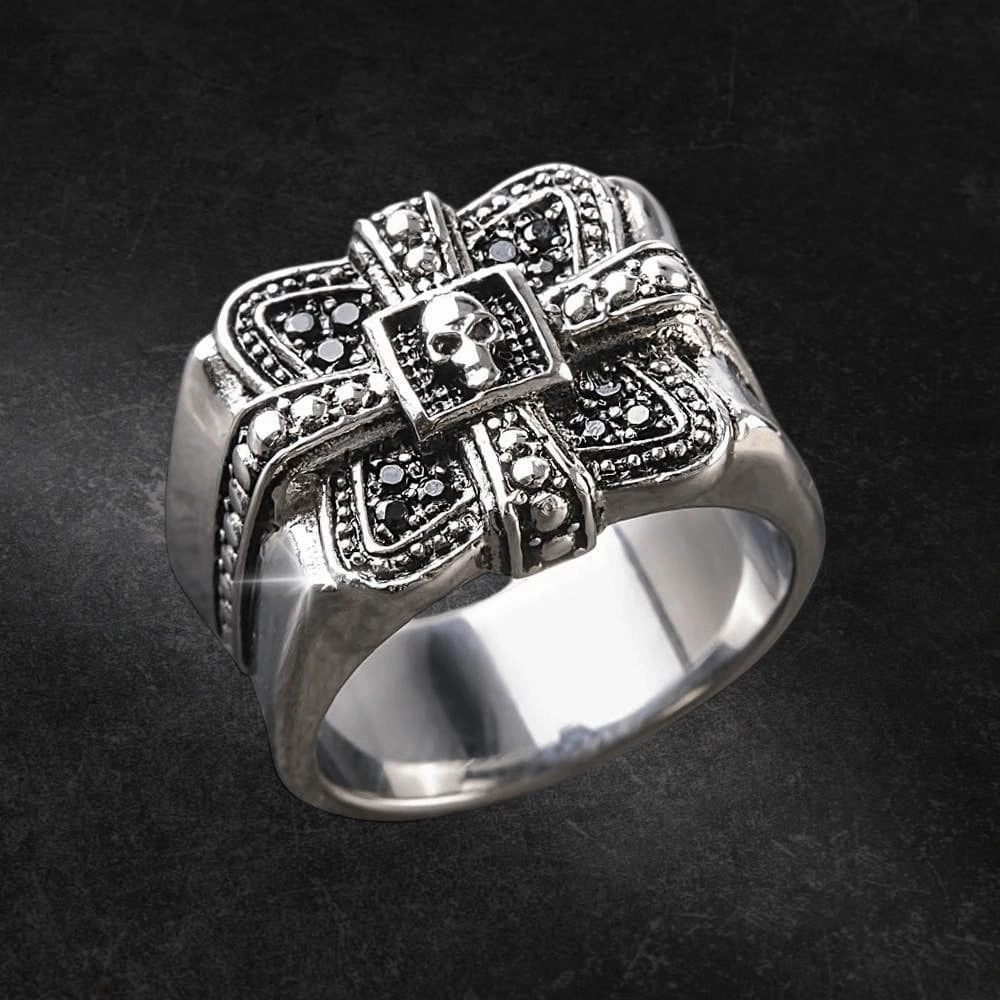 Midnight Skull Steel Ring