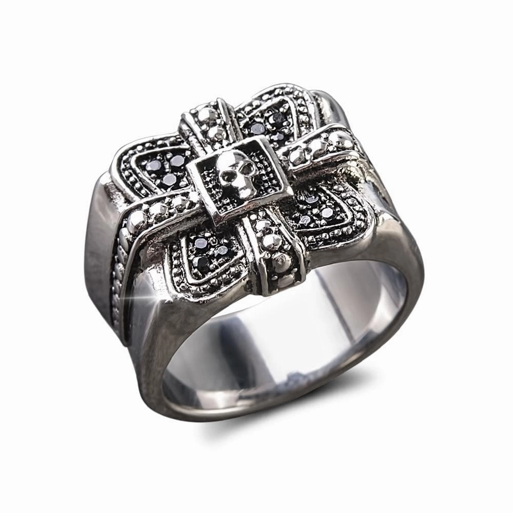 Midnight Skull Steel Ring 
