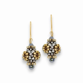 MIGUEL ASES - CRYSTAL MIYUKI PYRITE EARRINGS ear-ear-stud  