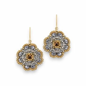 MIGUEL ASES - MIYUKE CRYSTAL BEAD PYRITE EARRINGS ear-ear-stud  