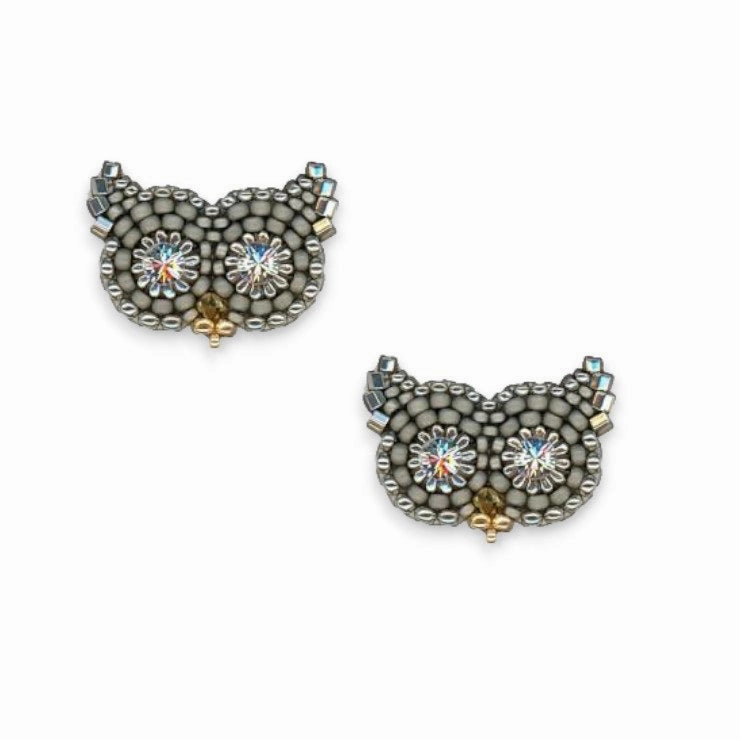 MIGUEL ASES - OWL STUD EARRINGS WITH SWAROVSKI CRYSTAL ear-ear-stud  