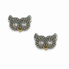 MIGUEL ASES - OWL STUD EARRINGS WITH SWAROVSKI CRYSTAL ear-ear-stud  
