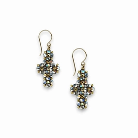 MIGUEL ASES - PYRITE MIYUKI CROSS EARRINGS ear-ear-stud  