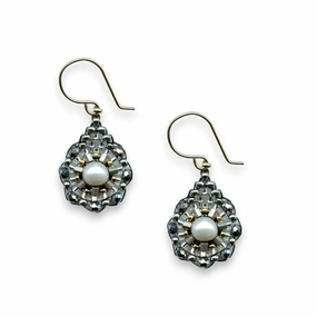 MIGUEL ASES - PYRITE SILVER RONDELLE DROP EARRING ear-ear-stud  