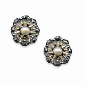 MIGUEL ASES - PYRITE SILVER RONDELLE STUD EARRINGS ear-ear-stud  
