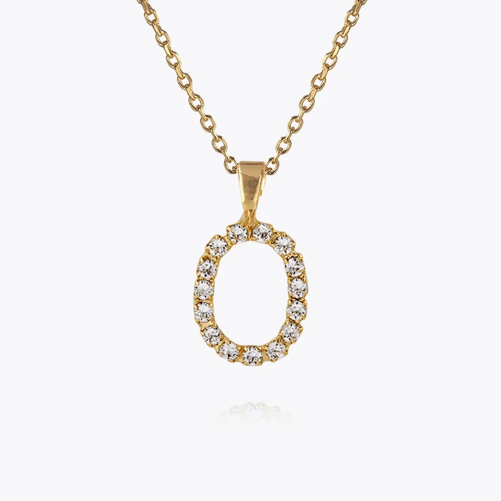 Mini Letter Necklace O / Crystal