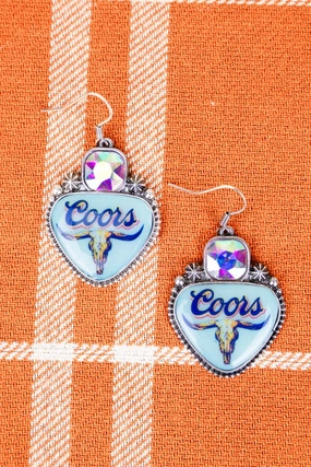 Mint Crystal Steer Head Coors Earrings texture-rose-gold  