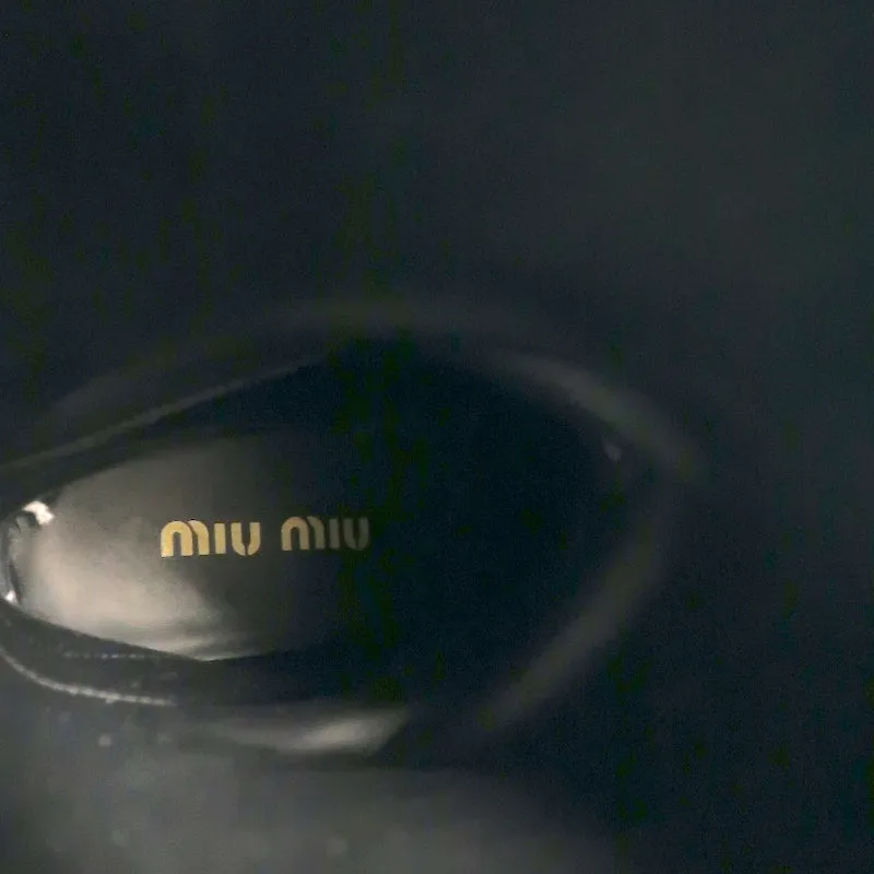 Miu Miu Logo-Detailed Pull-On Stiefeletten Schwarz Leder Größe 37