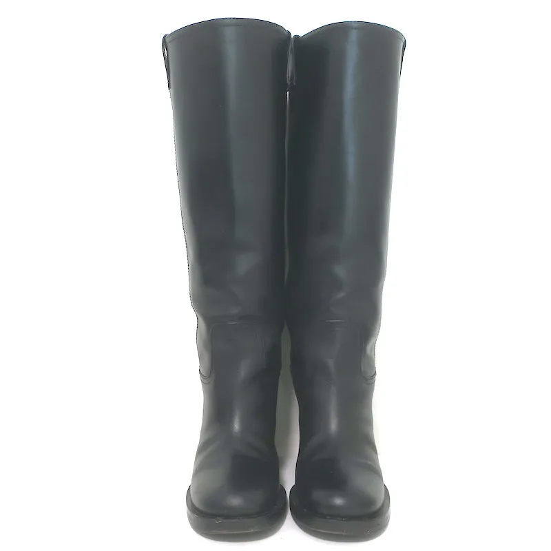 Miu Miu Logo-Detailed Pull-On Stiefeletten Schwarz Leder Größe 37