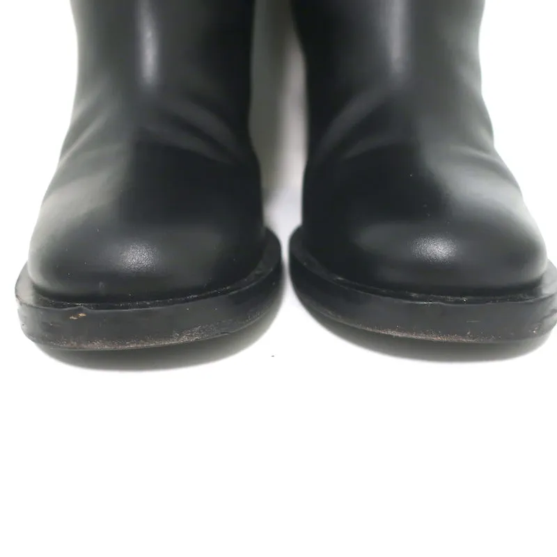 Miu Miu Logo-Detailed Pull-On Stiefeletten Schwarz Leder Größe 37