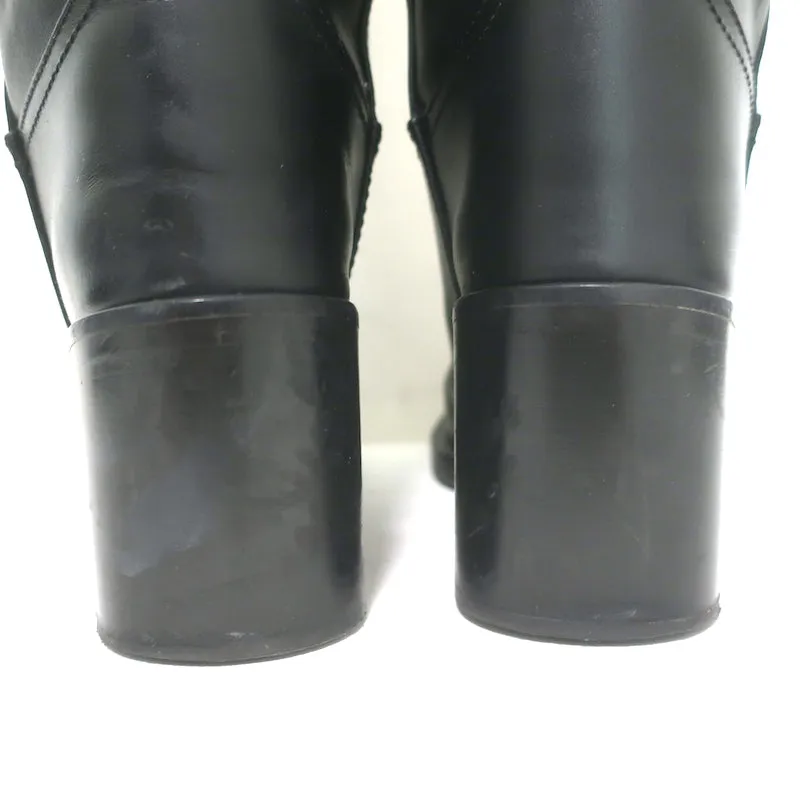 Miu Miu Logo-Detailed Pull-On Stiefeletten Schwarz Leder Größe 37