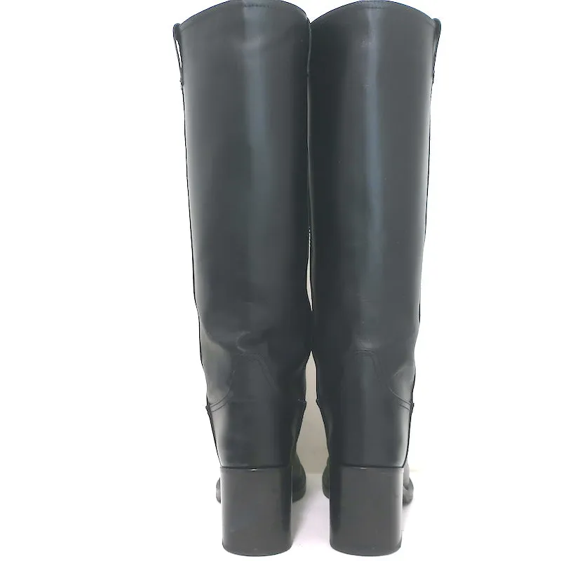 Miu Miu Logo-Detailed Pull-On Stiefeletten Schwarz Leder Größe 37