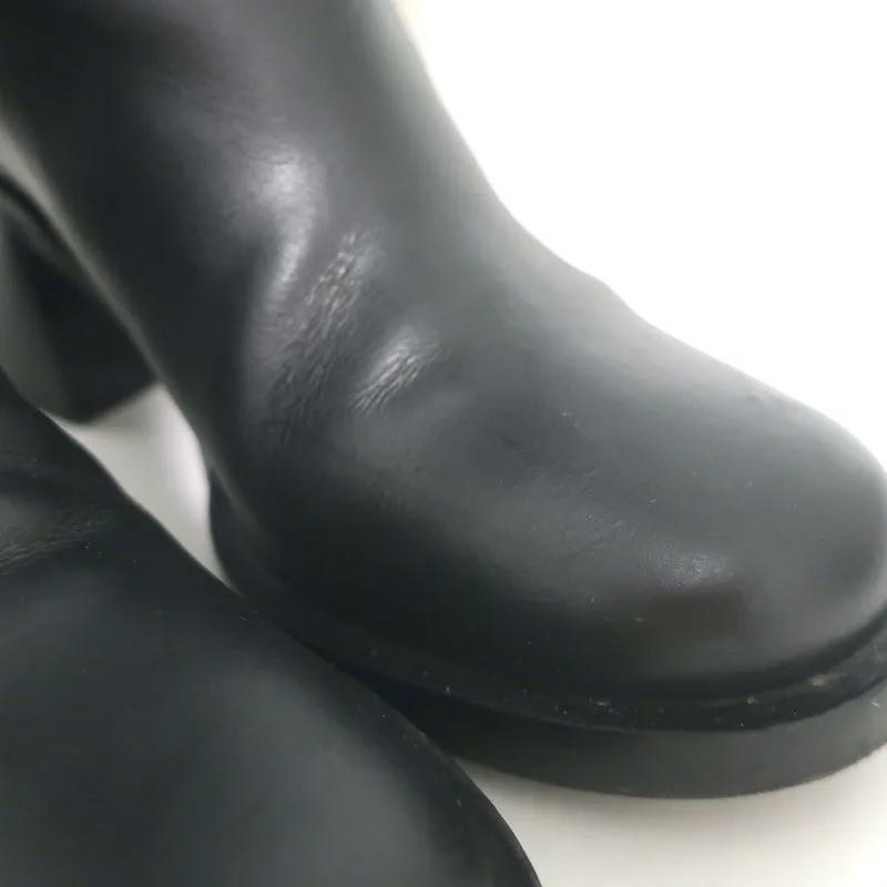 Miu Miu Logo-Detailed Pull-On Stiefeletten Schwarz Leder Größe 37