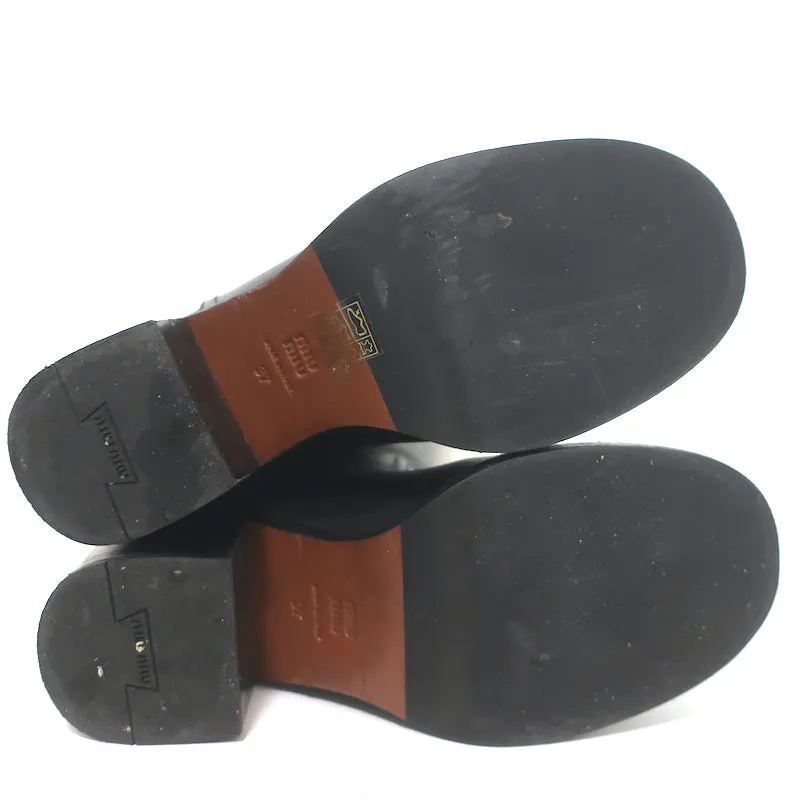 Miu Miu Logo-Detailed Pull-On Stiefeletten Schwarz Leder Größe 37