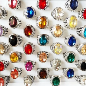 Mixed Glass Crystal Gemstone Ring 