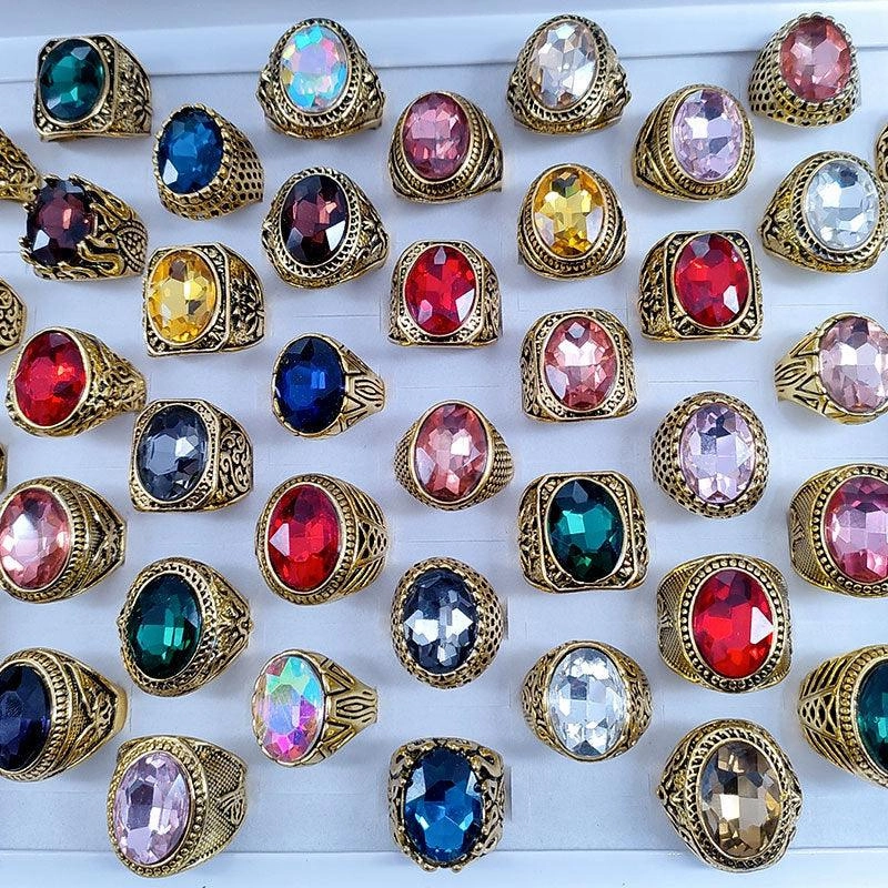 Mixed Glass Crystal Gemstone Ring