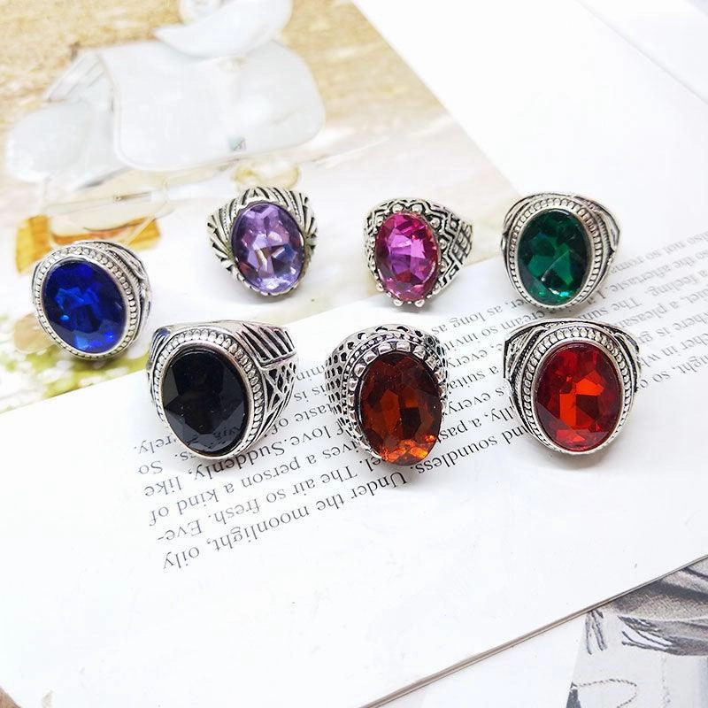 Mixed Glass Crystal Gemstone Ring