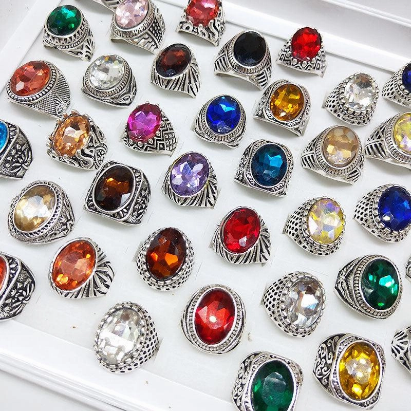 Mixed Glass Crystal Gemstone Ring