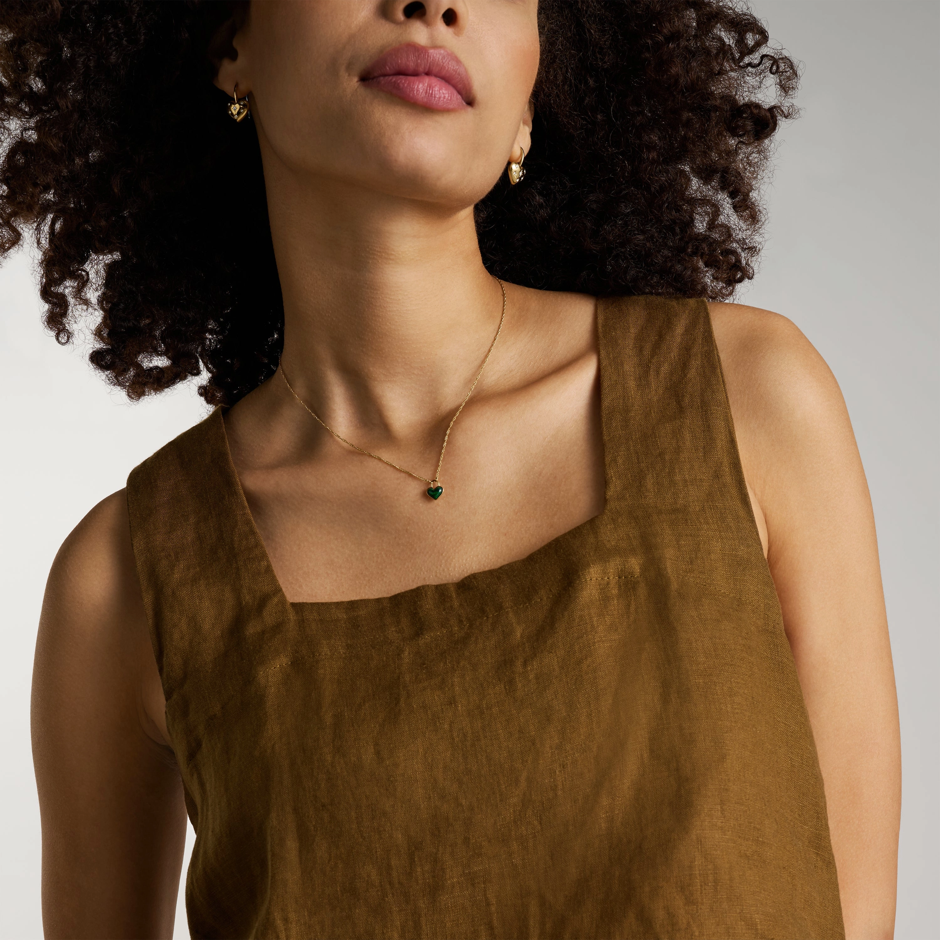Modern Meadows Reconstituted Malachite Heart Pendant Necklace