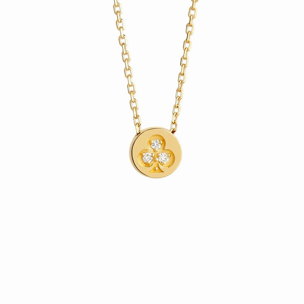 Modern Words Fine Clubs 18K Gold Necklace w. Diamond