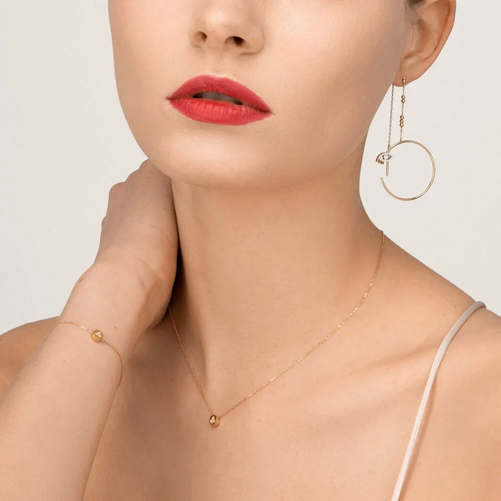 Modern Words Fine Clubs 18K Gold Necklace w. Diamond