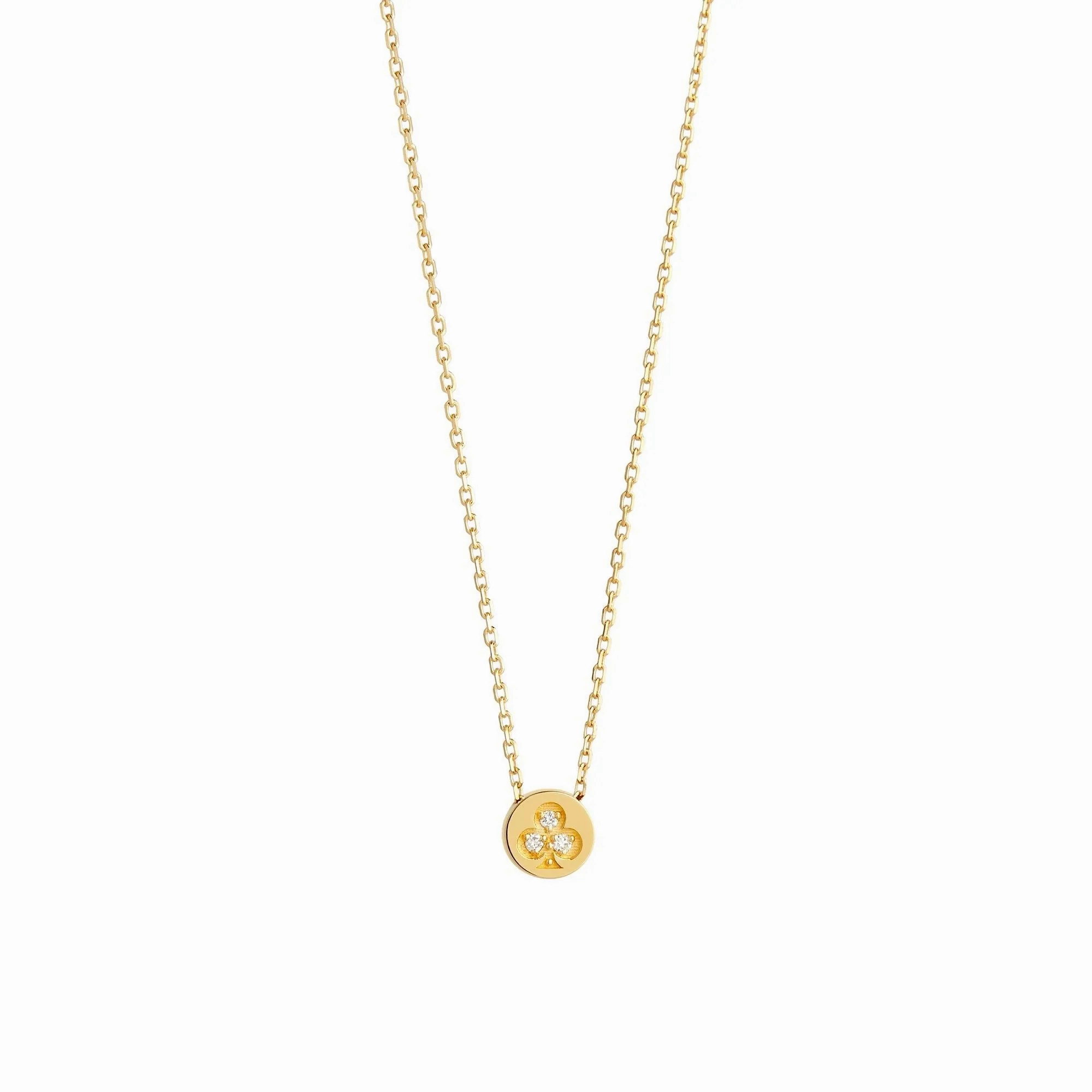 Modern Words Fine Clubs 18K Gold Necklace w. Diamond