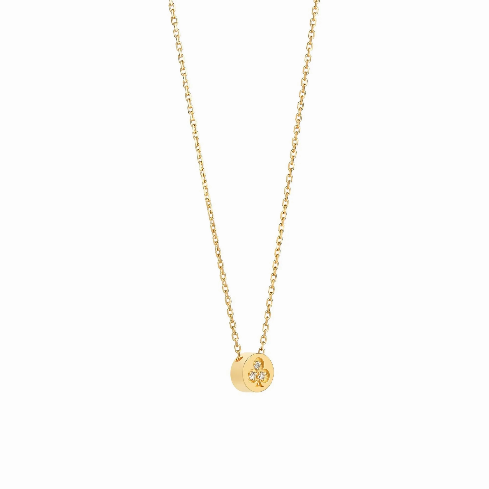 Modern Words Fine Clubs 18K Gold Necklace w. Diamond