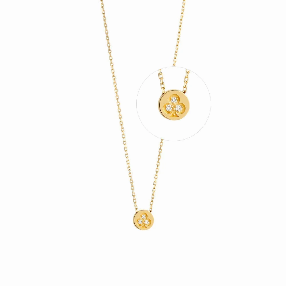 Modern Words Fine Clubs 18K Gold Necklace w. Diamond