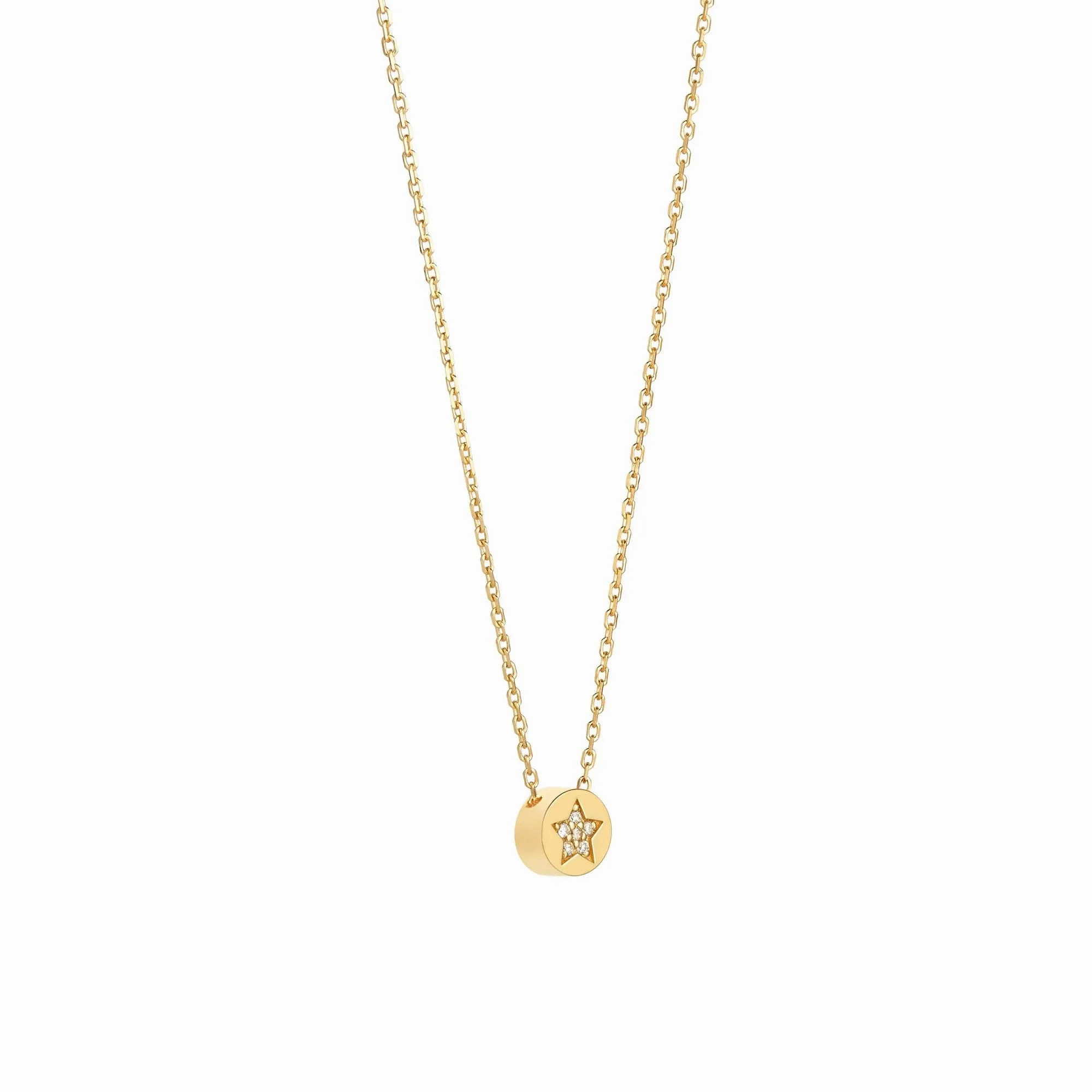 Modern Words Fine Star 18K Gold Necklace w. Diamond