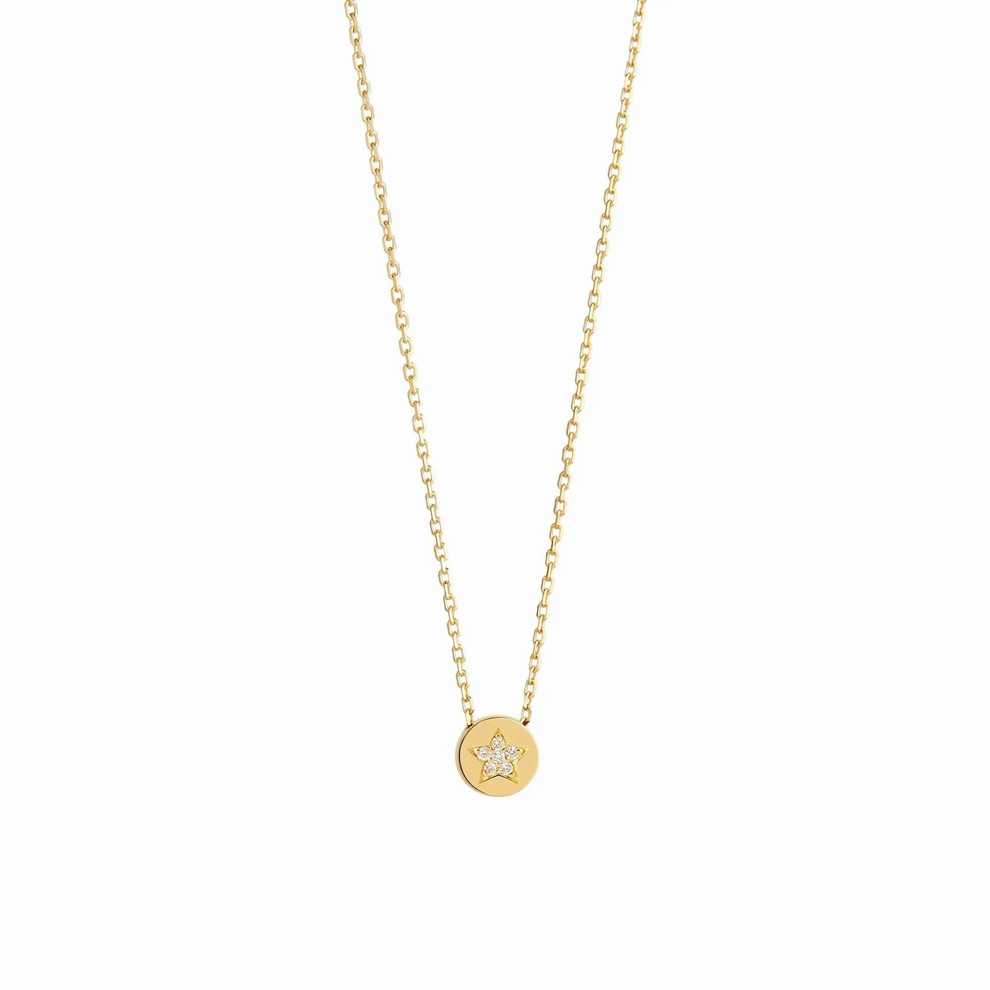 Modern Words Fine Star 18K Gold Necklace w. Diamond