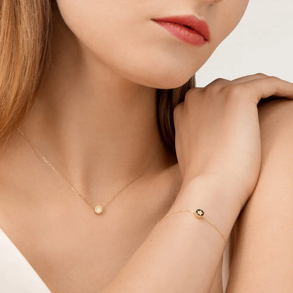 Modern Words Fine Star 18K Gold Necklace w. Diamond
