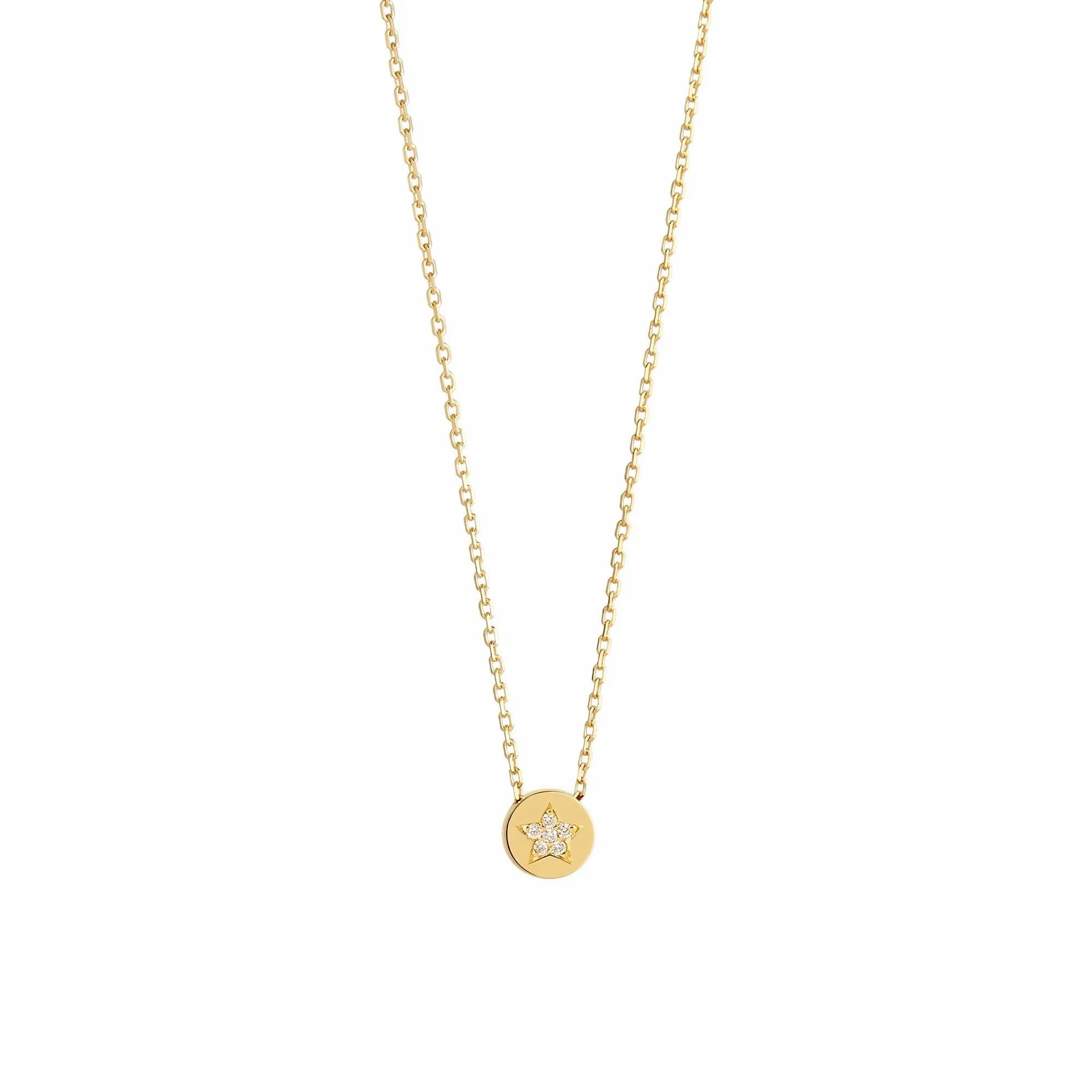 Modern Words Fine Star 18K Gold Necklace w. Diamond