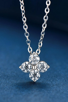 Moissanite Four Leaf Clover Pendant Necklace 