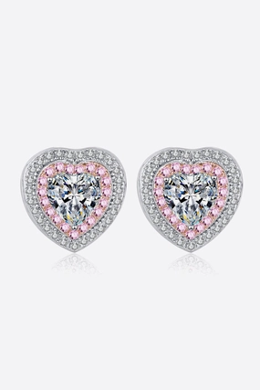 Moissanite Heart-Shaped Stud Earrings 