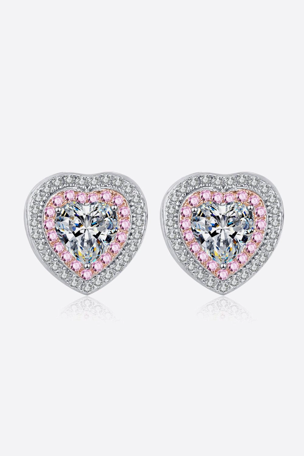 Moissanite Heart-Shaped Stud Earrings 