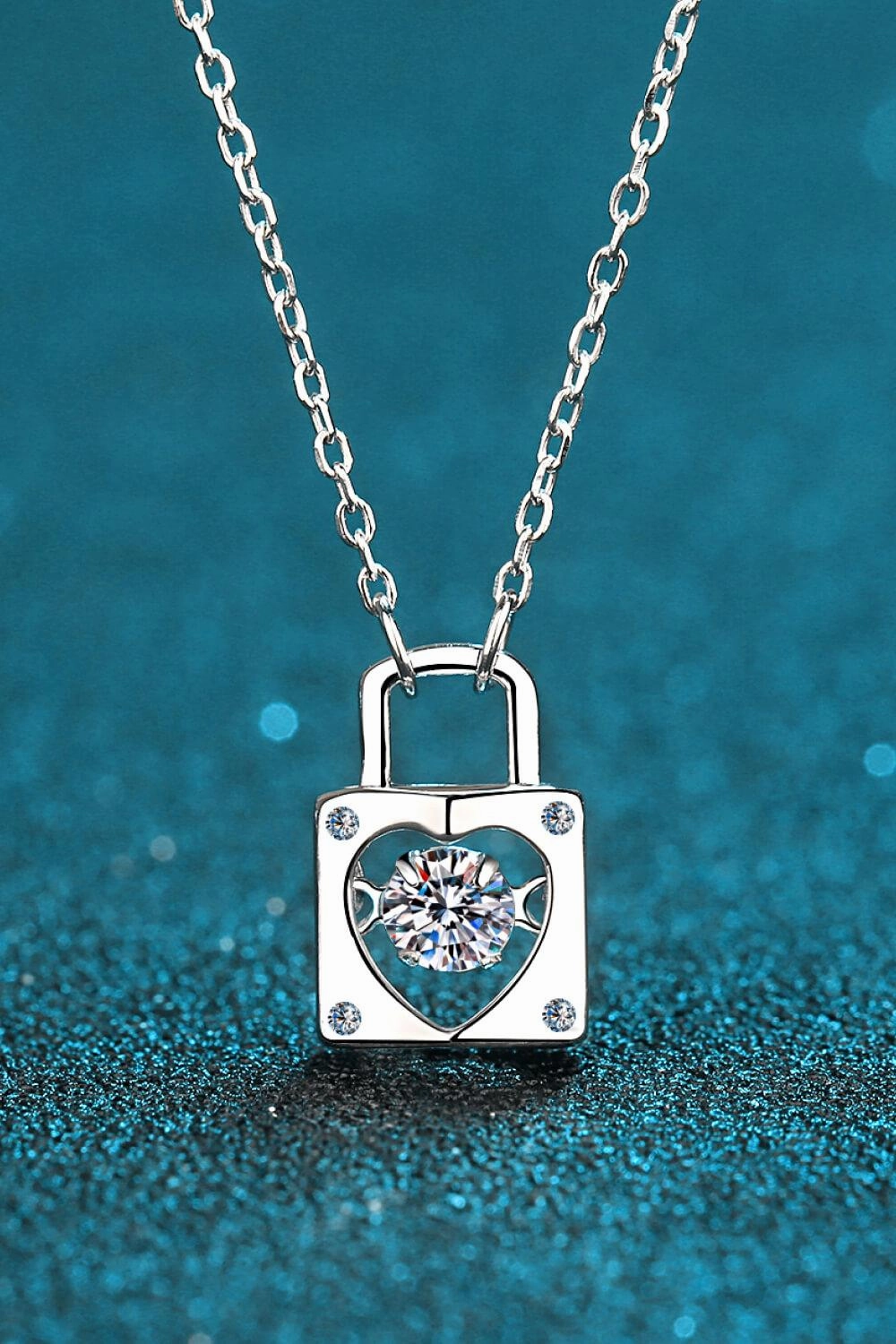 Moissanite Lock Pendant Necklace 