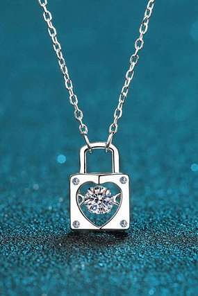 Moissanite Lock Pendant Necklace 