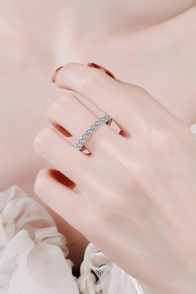 Moissanite Rhodium-Plated Ring 