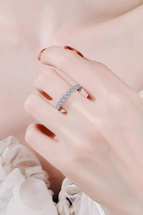 Moissanite Rhodium-Plated Ring 