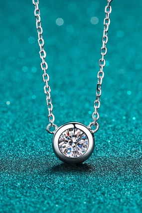 Moissanite Round Pendant Chain Necklace 