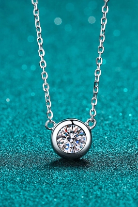 Moissanite Round Pendant Chain Necklace 