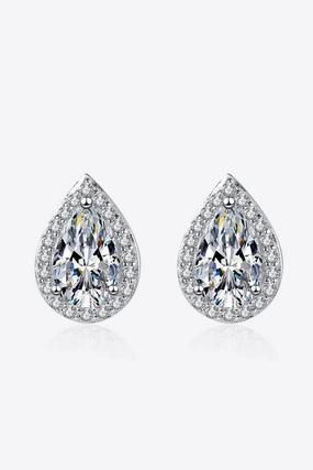 Moissanite Teardrop Stud Earrings 