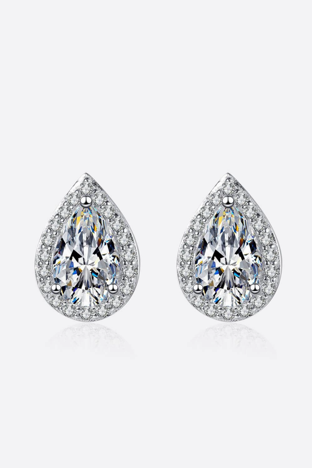 Moissanite Teardrop Stud Earrings 